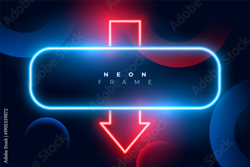 shiny red and cyan neon frame with empty space