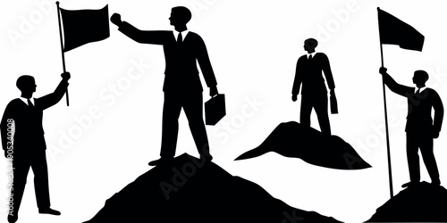 Business Competition and Team Leadership Silhouettes