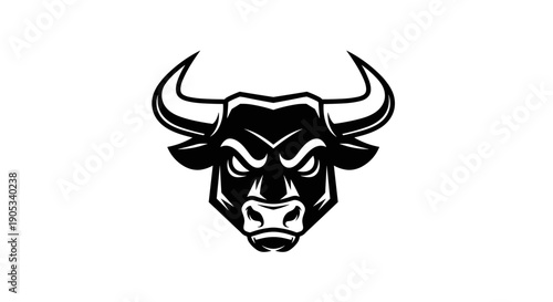 Fierce Bull Head Emblem Powerful Symbol of Strength and Aggression.