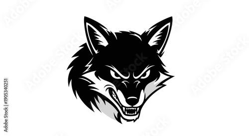 Fierce Black Wolf Head Emblem with Intense Gaze 1.