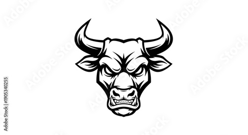 Fierce Bull Head Emblem with Intense Gaze.
