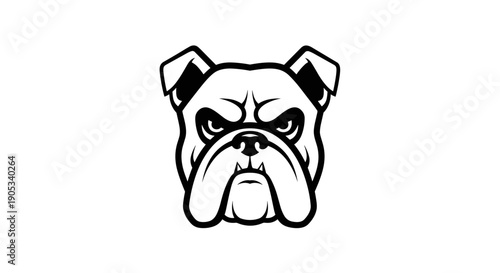 Fierce Bulldog Head Emblem Black and White.