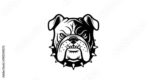 Fierce Bulldog Head Emblem with Spiked Collar.