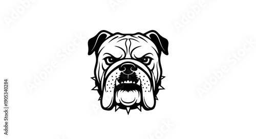 Fierce Bulldog Head Illustration with Spiked Collar 1.