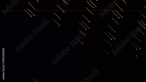 Falling Yellow-Green Lines with Orange Points on Dark Background