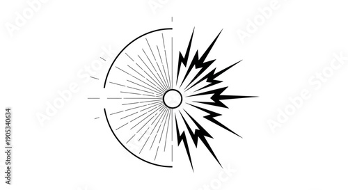 Abstract Burst of Light and Energy, Radial Lines and Geometric Shapes