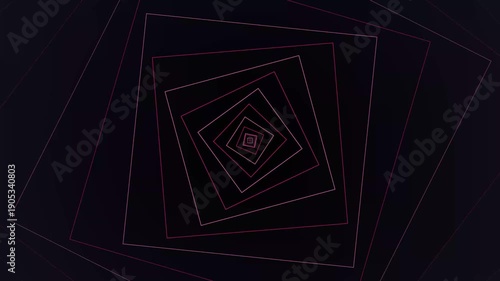 Hypnotic Tunnel of Rotating Magenta Square Outlines