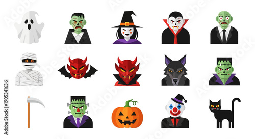 Halloween Characters and Symbols Collection.