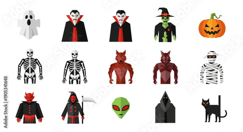 Halloween characters and symbols collection.