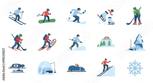 Skiing and Snowboarding Illustrations Collection.