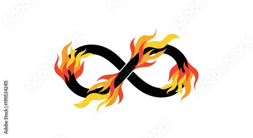 Fiery Infinity Symbol Burning Brightly.