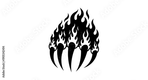 Fiery Bear Claw Symbol with Flames.
