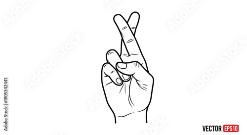 Fingers Crossed Hand Gesture Illustration 1.