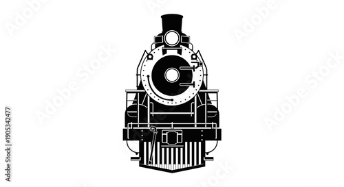Front View of a Classic Steam Locomotive Engine.