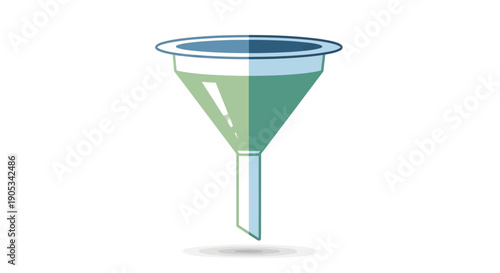 Funnel pouring liquid in a laboratory setting from a top-down viewpoint