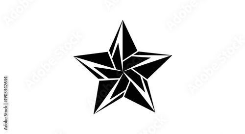 Geometric Black Star Abstract Design.