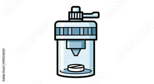 A simple line drawing of a manual coffee grinder on a white background from a front viewpoint