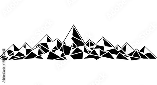 Geometric Mountain Range Silhouette Abstract Design.