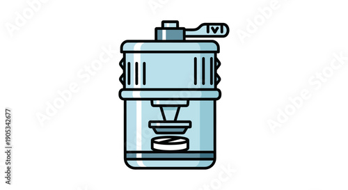 Illustration of a coffee grinder on white background viewed from the front