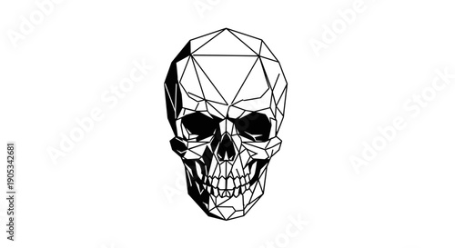 Geometric Skull Low Poly Art Illustration.