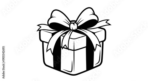 Gift Box with Ribbon and Bow Illustration.