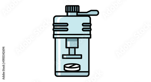 Illustration of a manual coffee grinder on a plain background from a front viewpoint