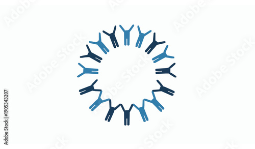 Vector illustration of people holding hands in a circle representing teamwork, cooperation, and community