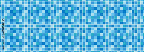 Blue pool mosaic background. Bathroom tiles Seamless pattern. Vector