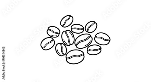 Hand Drawn Coffee Beans Illustration Simple Line Art.