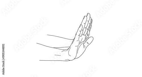Hand gesture illustration showing palm facing forward.