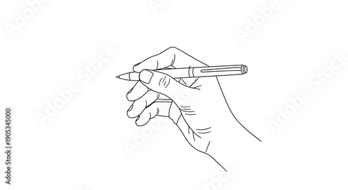 Hand Holding a Pen Writing or Drawing.