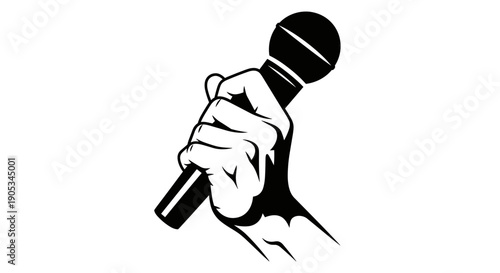 Hand Holding Microphone for Performance or Speech.