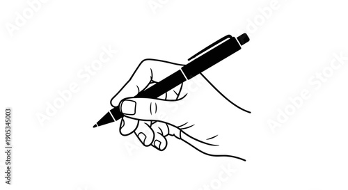 Hand Holding a Pen Writing.
