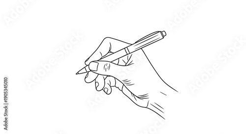 Hand Holding Pen Writing Drawing Sketch.