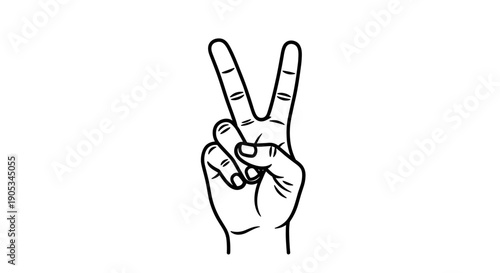 Hand Showing Peace Sign with Two Fingers Up.