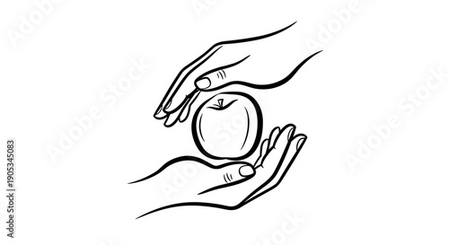 Hands Gently Holding A Fresh Apple Symbolizing Care.