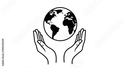 Hands holding planet earth symbol for environmental protection.