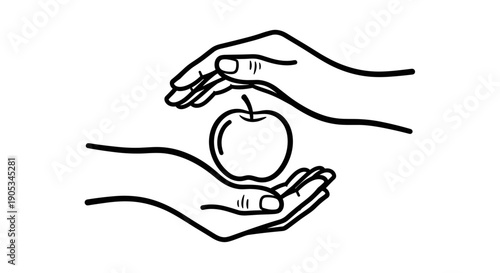 Hands Protecting An Apple Symbolizing Care And Health.