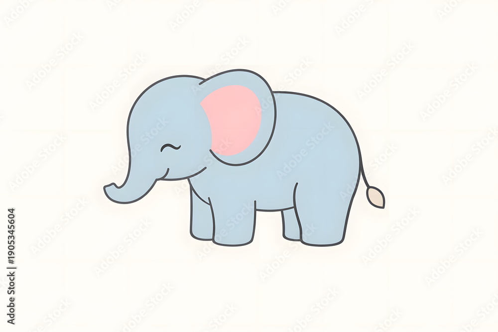 Fototapeta premium Simple cute elephant in a minimal style suitable for children’s designs.