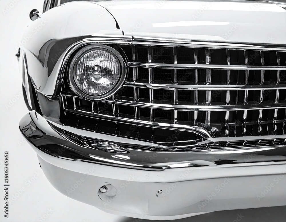 Fototapeta premium Close Up of Chrome Grille on Vintage Classic Car