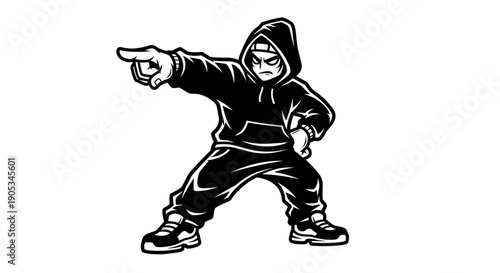 Illustration of a Hip Hop Dancer Pointing Forward.