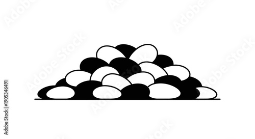 Monochrome Pebbles: A stark contrast between black and white pebbles arranged artfully, inviting contemplation on simplicity and form.