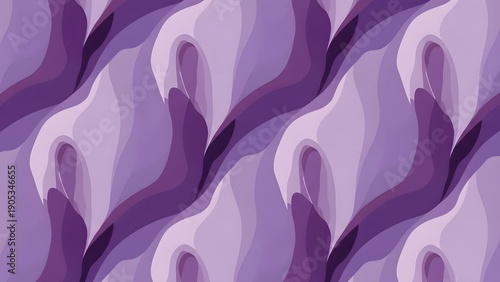 Seamless abstract pattern of flowing purple waves and organic shapes