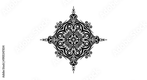 Intricate Black and White Mandala Design.