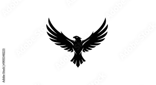 Majestic Black Eagle Spreading Wings Silhouette.