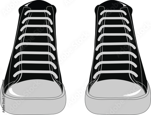 a pair of canvas shoes front view vector illustration. 