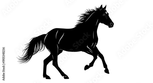 Majestic Black Horse Galloping Freely in Motion 1.