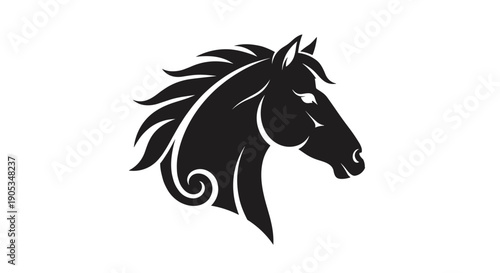 Majestic Black Horse Head Silhouette Emblematic Design.