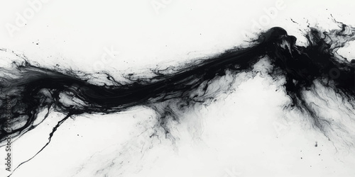 Ink in Motion: A mesmerizing dance of black ink swirls and spreads across a pristine canvas, creating a captivating visual symphony of movement and form.
