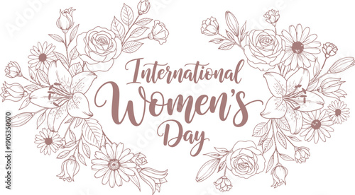 International women's day celebration with floral wreath design